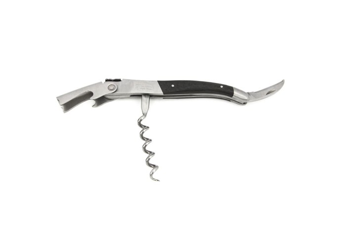 Laguiole Sommeliermesser Geschmiedete Biene, Heftbacken aus mattem Edelstahl, breiterer Griff aus Kohlefaser