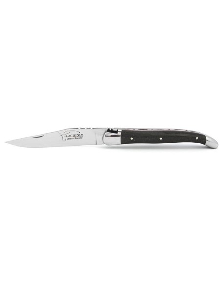 Laguiole pliant 11 cm, abeille forgée, lame seule finition brillant, manche en fibre de carbone avec intercalaire rouge