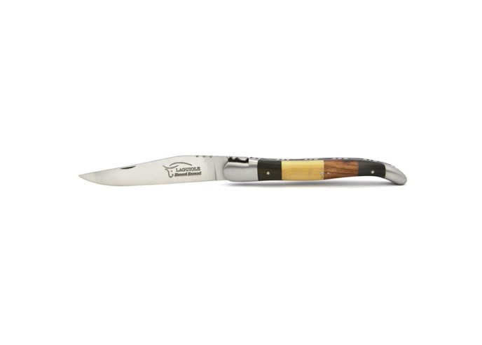 Laguiole pliant abeille forgée massive, 12 cm, manche en genévrier