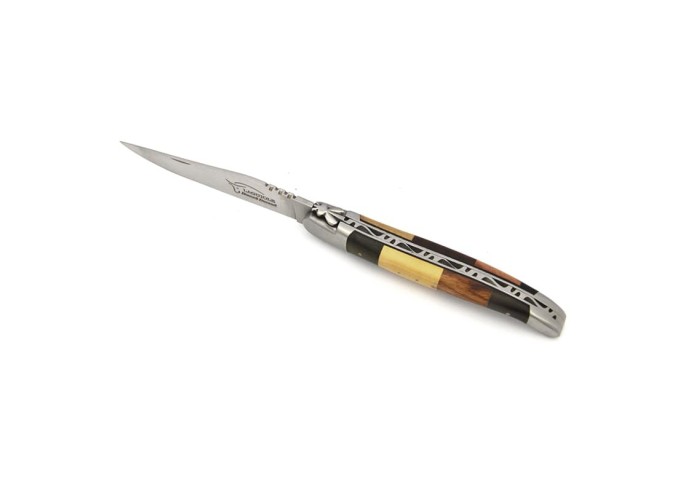 Laguiole pocket knife, 12 cm, forged bee, juniper handle with matt bolsters