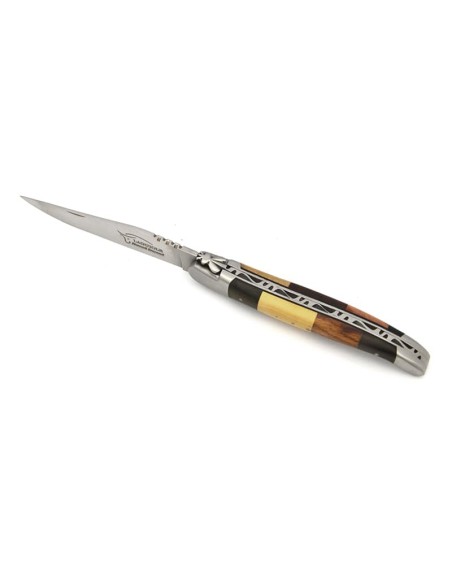 Laguiole pocket knife, 12 cm, forged bee, juniper handle with matt bolsters