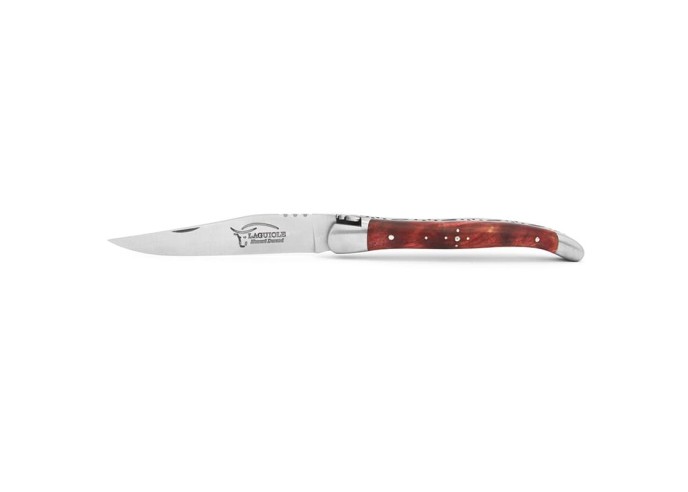 Laguiole pliant abeille forgée massive, 11 cm, manche genévrier cade