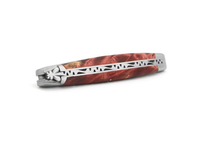 Laguiole pliant abeille forgée massive, 11 cm, manche genévrier cade