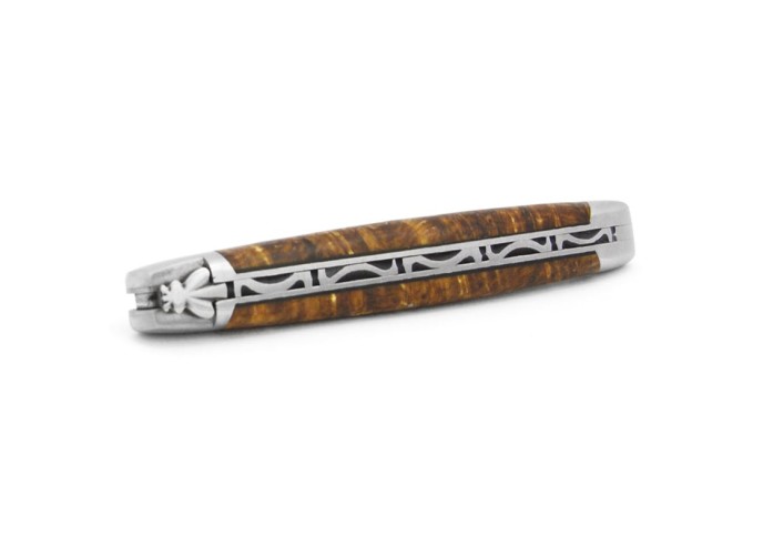Laguiole pliant abeille forgée massive, 12 cm, manche en genévrier