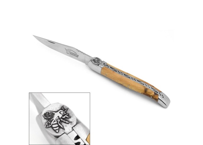 Laguiole 12 cm, gefräste Biene Nr. 2, Griff aus Wacholder