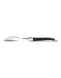 Laguiole Teelöffel, Heftbacken aus glänzendem Edelstahl, fein Griff aus Corian, schwarz, spülmaschinenfest 2
