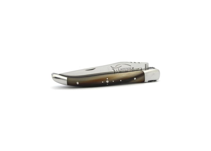 Laguiole knife, 10 cm, freemason bee, dark horn tip handle