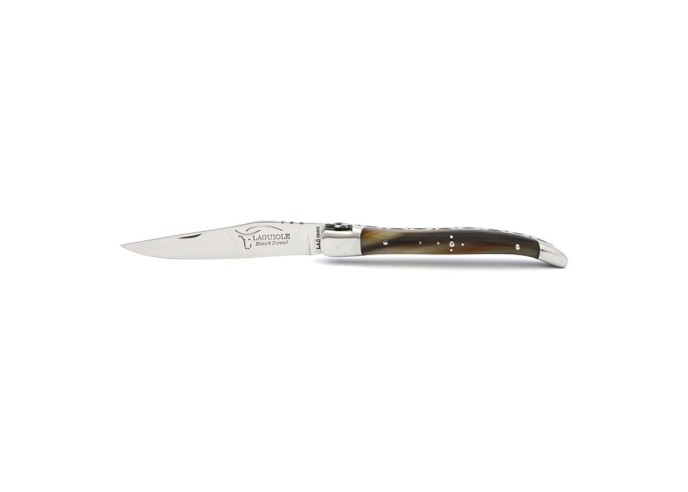 Laguiole knife, 10 cm, freemason bee, dark horn tip handle