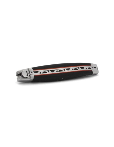 Laguiole knife, 11 cm, skull, ebony wood and red spacer