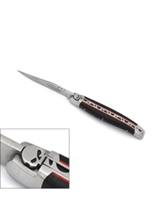 Laguiole Klappmesser, 11cm, Schädelkopf, Griff aus ebenholz