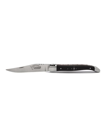 Laguiole knife, 11 cm, skull, ebony wood and red spacer