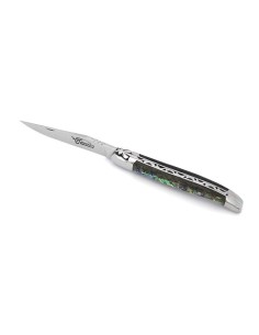 Laguiole pliant abeille forgée massive, 12 cm, manche en abalone