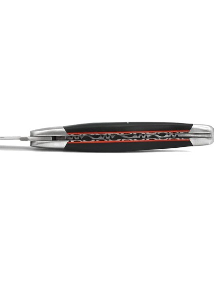 Laguiole pliant 12 cm ciselé dessus-dessous, manche bois d'ébène