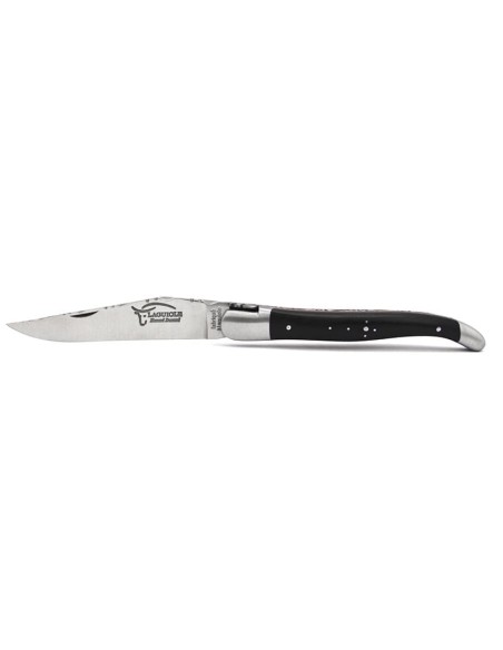 Laguiole pliant 12 cm ciselé dessus-dessous, manche bois d'ébène