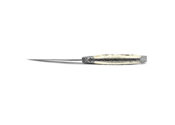 Laguiole pocket knife, 13 cm, forged bee, deer antler handle with matt bolsters