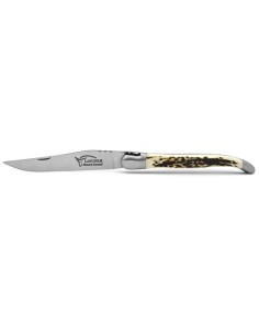 Laguiole Klappmesser, 13cm, Geschmiedete Biene, Heftbacken aus mattem Edelstahl, Griff aus Hirschgeweih 2