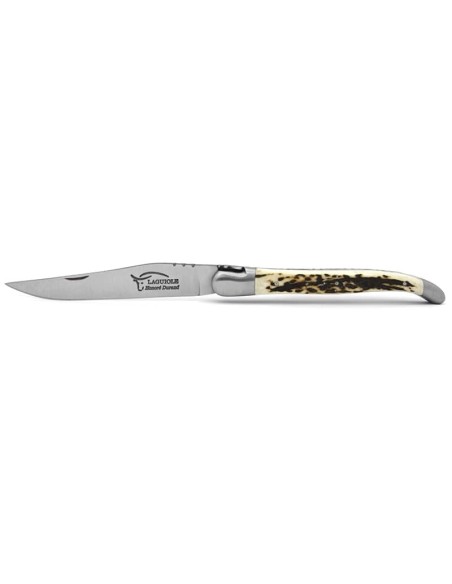 Laguiole pocket knife, 13 cm, forged bee, deer antler handle with matt bolsters