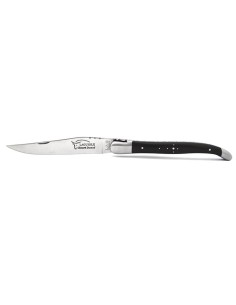 Laguiole Klappmesser, 13cm, Geschmiedete Biene, Heftbacken aus mattem Edelstahl, Griff aus Ebenholz 2