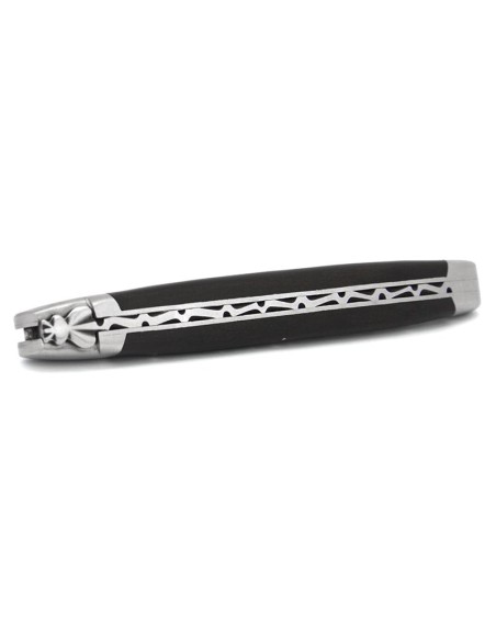 Laguiole pliant, 13 cm, abeille forgée, lame seule, finition mat, manche en bois d'ébène