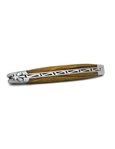 Laguiole pocket knife, 13 cm, forged bee, pistachiowood handle with matt bolsters