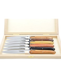 Coffret de véritables couteaux à steak, manche fin en bois de violette
