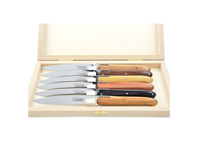 Coffret de véritables couteaux à steak, manche fin en bois de violette