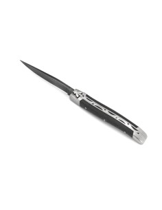Laguiole 10cm, Damast Klinge, Heftbacken aus mattem Edelstahl, Kohlefaser