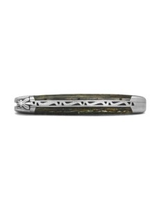 Laguiole 11cm, Damast Klinge, Heftbacken aus mattem Edelstahl, Griff aus Seeohren 2