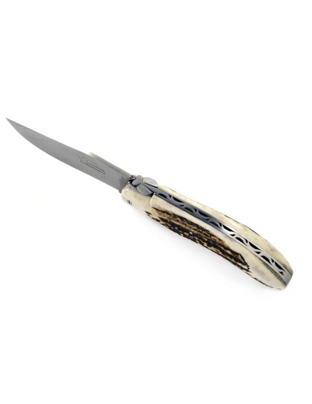 Laguiole Pliant de Chasse, 13.5 cm, plein manche, bois de cerf
