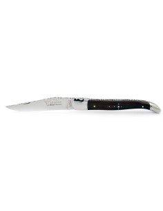 Laguiole pliant, 12 cm, abeille forgée, lame seule, mitres inox brillant, manche en pointe de corne (foncée) 2