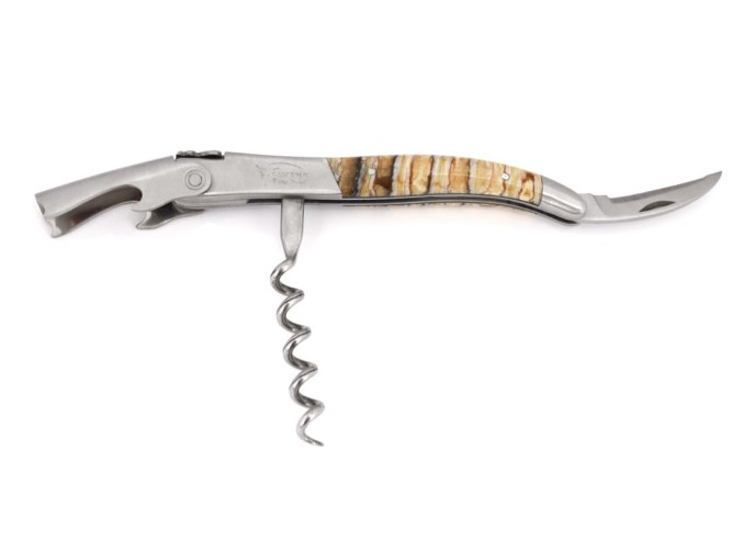 Sommelier Laguiole manche galbé en molaire de mammouth fossile stabilisé, finition mat