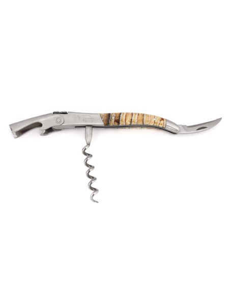 Sommelier Laguiole manche galbé en molaire de mammouth fossile stabilisé, finition mat