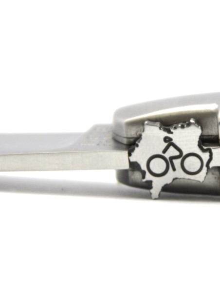 Laguiole Klappmesser, 12cm, Radfahren, Heftbacken aus mattem Edelstahl, Griff aus Wacholderholz