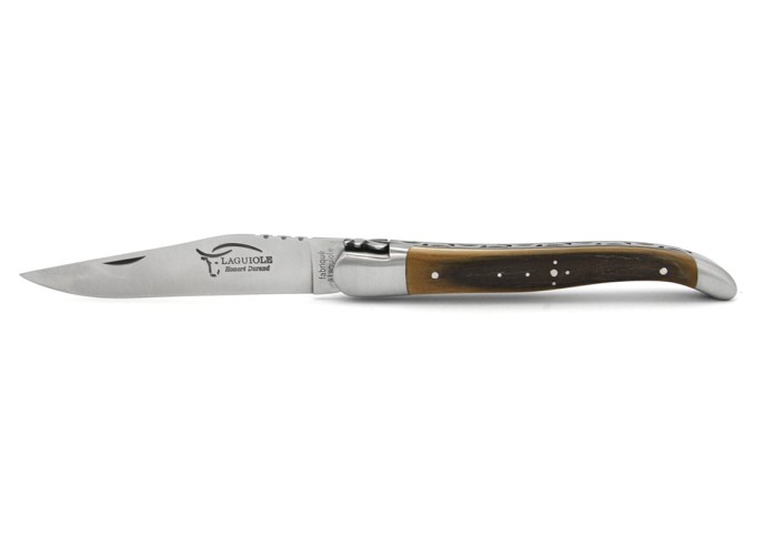 Laguiole pocket knife, 12 cm, forged bee, mammoth ivory handle with stainless steel bolsters
