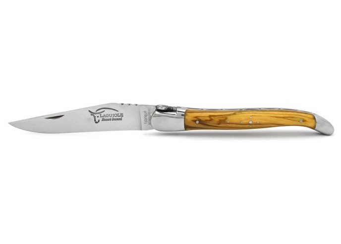 Laguiole Klappmesser, 12cm, Elefantenmotiv, Griff aus Olivenholz