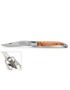 Laguiole Klappmesser, 12cm, Elefantenmotiv, Griff aus Wacholderholz