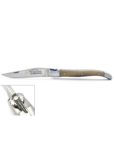 Laguiole Klappmesser, 12cm, Elefantenmotiv, Griff aus Hornspitze