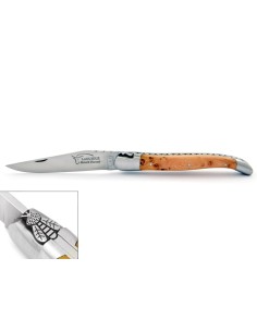 Laguiole Klappmesser, 12cm, Gefräste Biene Nr.1, Griff aus Wacholder