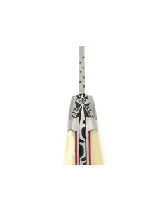 Laguiole pliant, 12 cm, abeille forgée, lame et tire-bouchon, mitres inox mat, manche en os avec intercalaires rouges