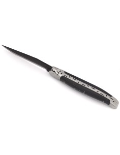 Laguiole pliant, 12 cm, lame brut de forge, manche en fibre de carbone avec finition inox mat
