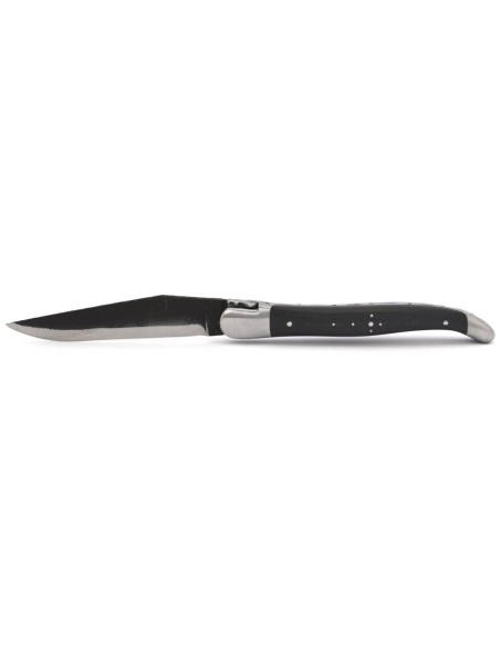 Laguiole pocket knife, 12 cm, forged bee, brut de forge blade, carbon fiber handle with matt bolsters