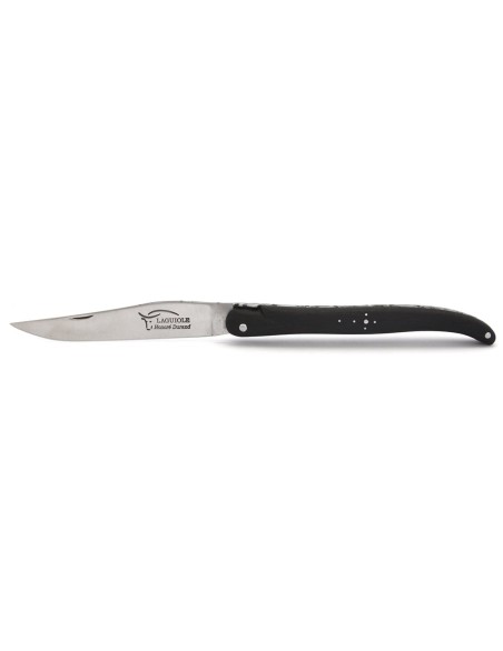 Laguiole pocket knife, 13 cm, double plates, ebony full handle with matt finish