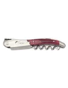 Laguiole wine opener,  purple stained camel bone wide handle with matt bolsters