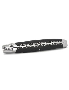 Laguiole pliant 13 cm, lame seule, doubles platines ciselées, ébène 2