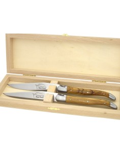 Coffret de véritables couteaux à steak Laguiole, manche bois d'olivier 2