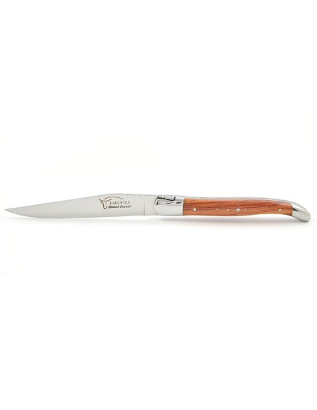 Coffret de couteaux de table de Laguiole avec mitres inox brillant, manche galbé en bois de rose