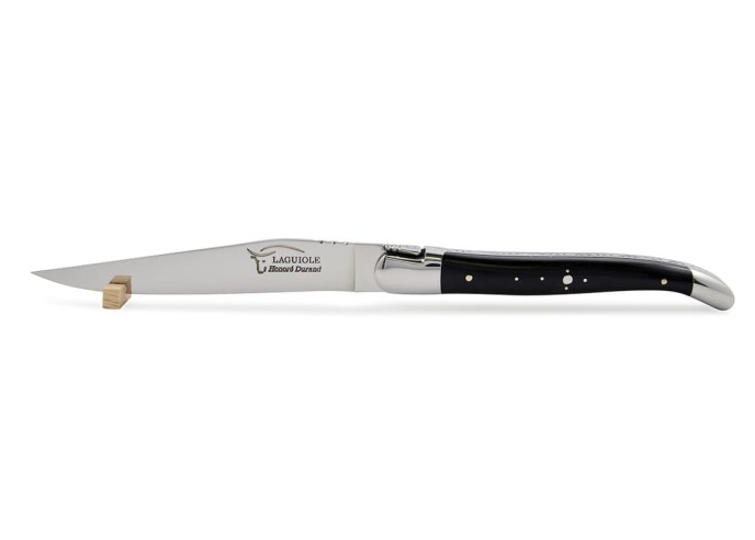 Coffret de couteaux de table de Laguiole, manche galbé en bois d'ébène avec finition inox brillant
