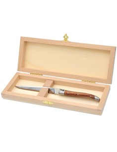 Letter opener, shiny stainless steel bolsters, rosewood handle