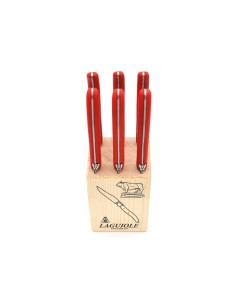 Laguiole steak knives, red acrylic handle, dishwasher safe 2