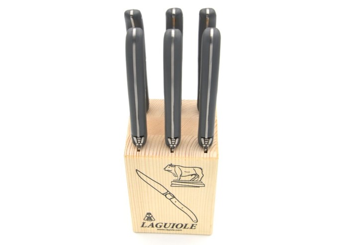 Laguiole steak knives, grey acrylic POM handle, dishwasher safe